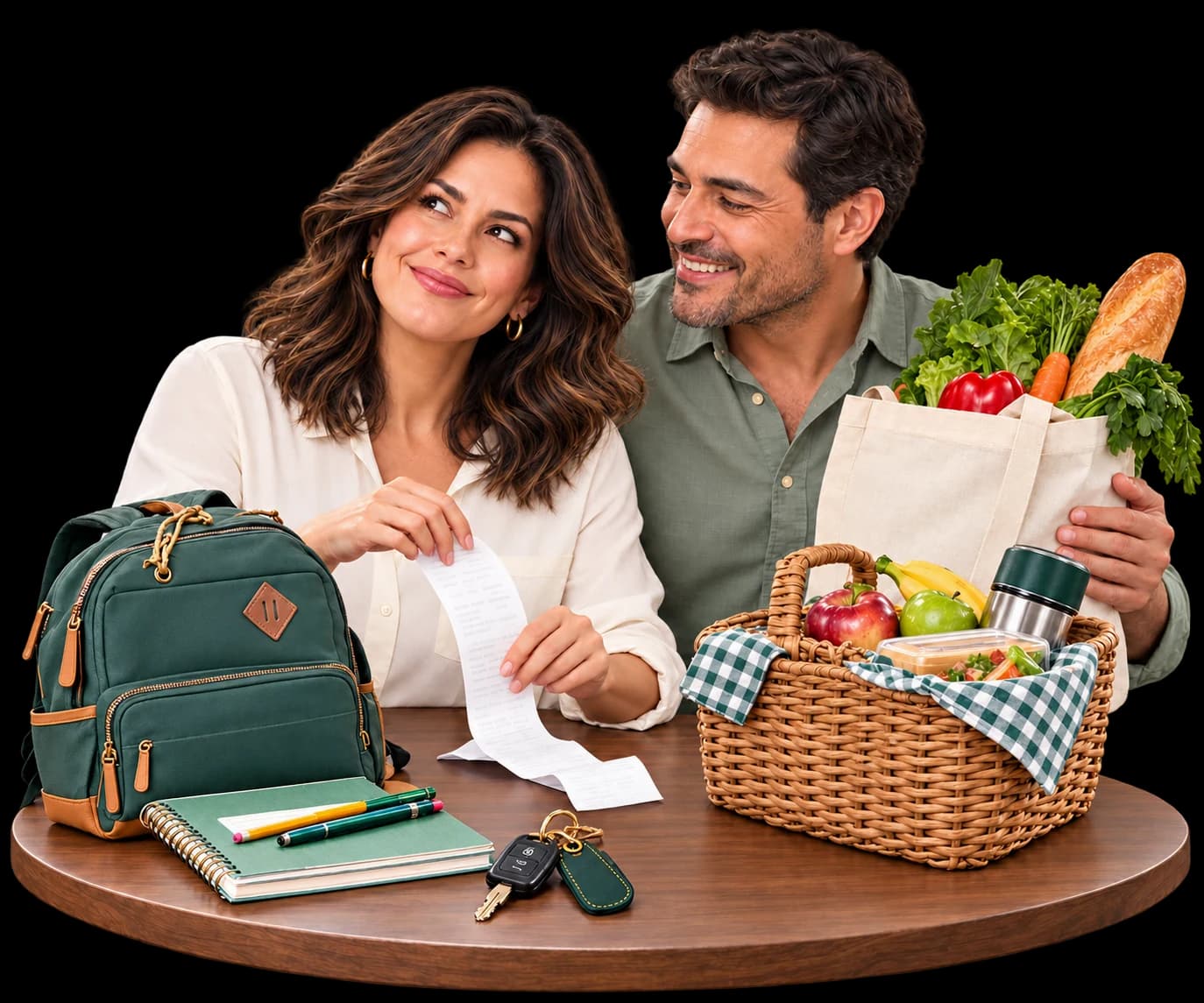 Una pareja organiza las necesidades de su casa y familia.